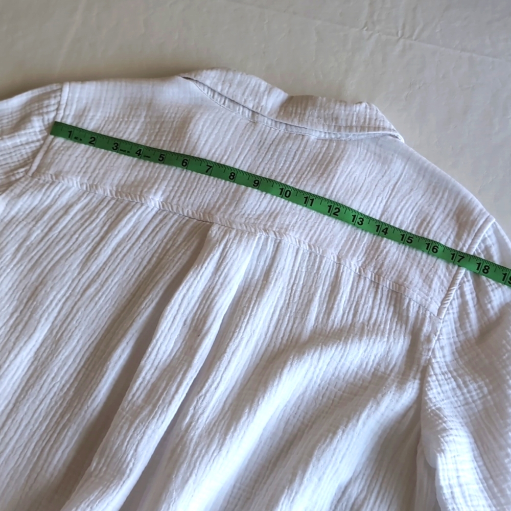 Talbots White 100% Cotton Gauze Long Sleeved Button Up Top Women's Size 1X - Picture 8 of 11